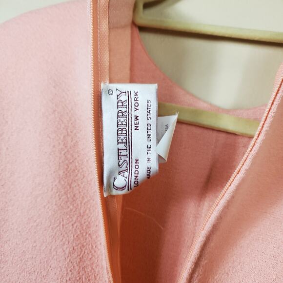 Vintage Castleberry Pink Wool/Knit Classic 1990's Dress in Pink Size 12 - Picture 9 of 12